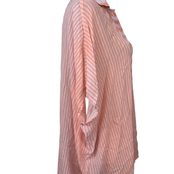 Saachi Striped peach and White Button-Up Shirt size large - Picture 5 of 11